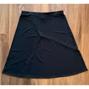 Jaclyn Smith Skirt Womens Large Black Flowy‎ A Line Stretch Asymmetrical Midi